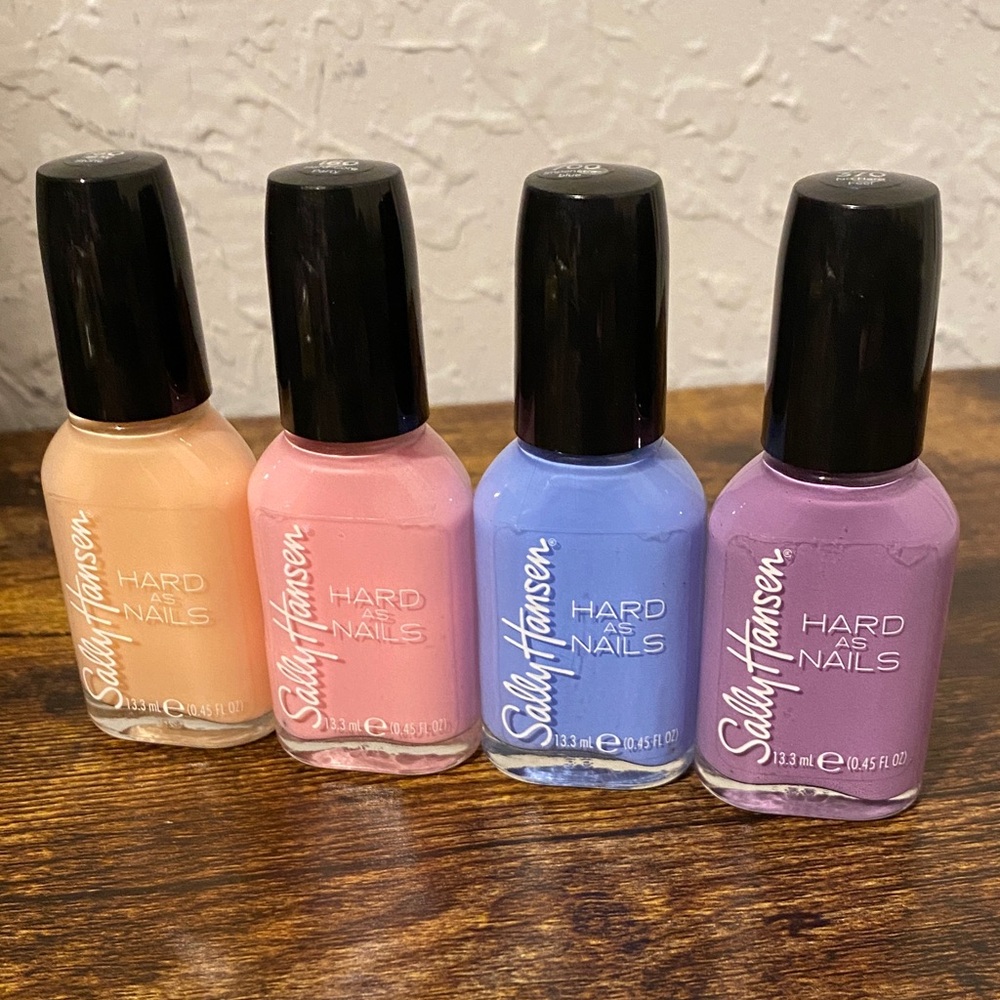 Sally Hansen Hard as Nails Nail Polish Set - Peach, Pink, Blue, Purple